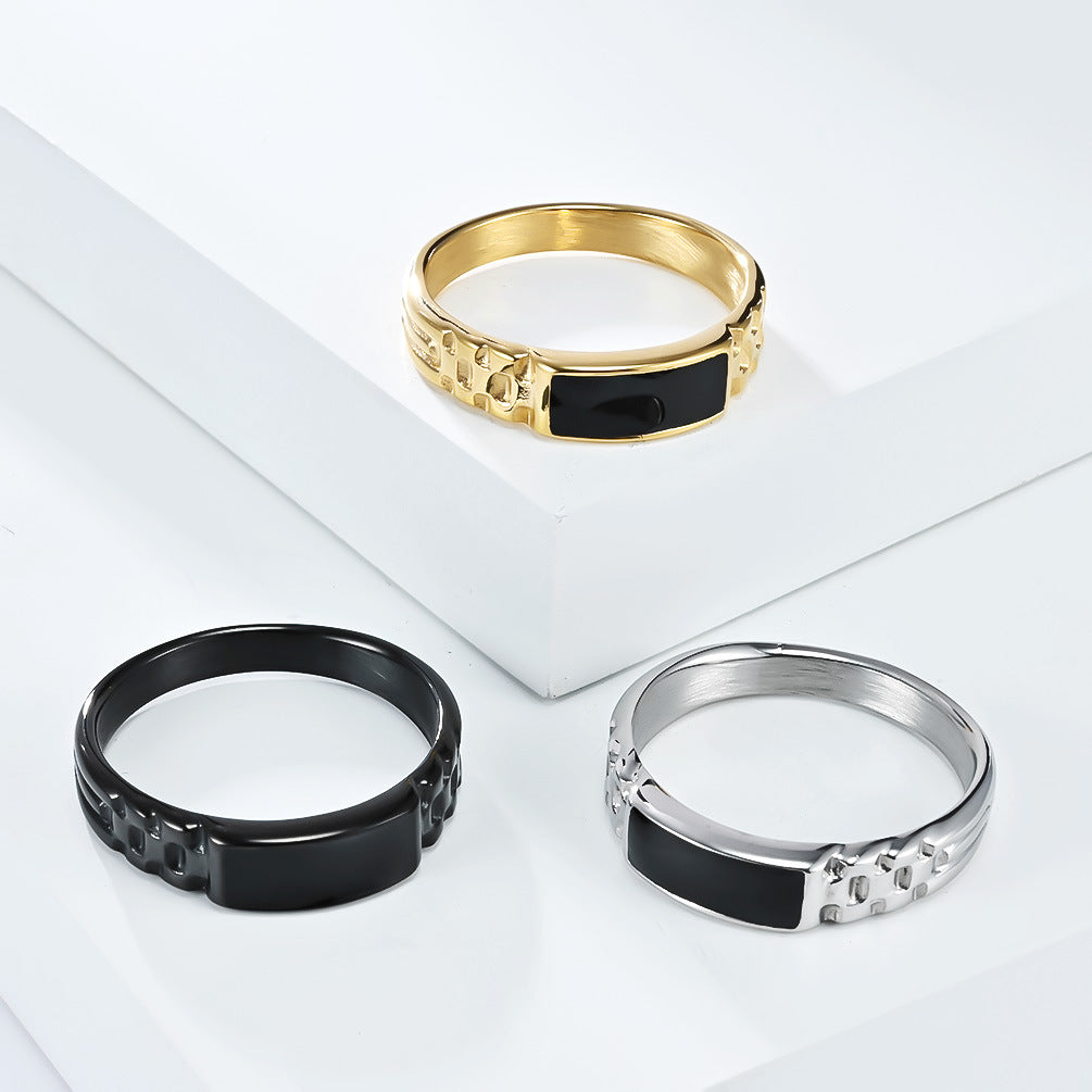 Planderful Titanium Steel Ring Unisex Neutral Style Niche Personality Design Jewelry