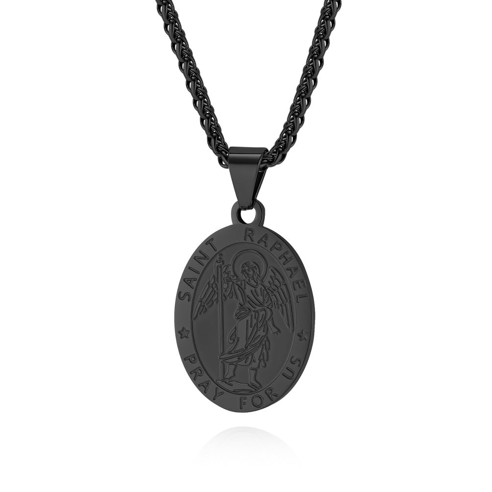 Patron Saint Necklace For Men Durable Titanium Steel Planderful Versatile Cultural Pendant