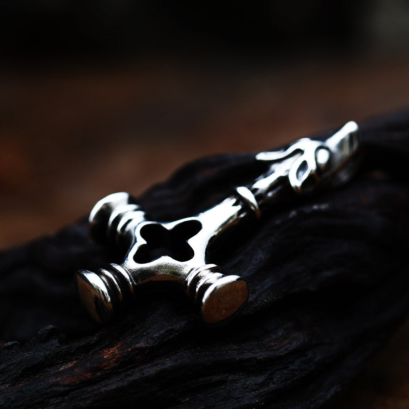 Hollow Cross Pendant – Stainless Steel Dragon Head Pendant Necklace