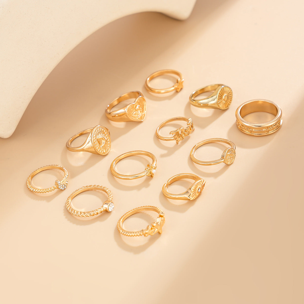 Planderful Vienna Verve Celestial Stacking Ring Sun Star Crescent Moon Letters Jewelry For Fashion Lovers