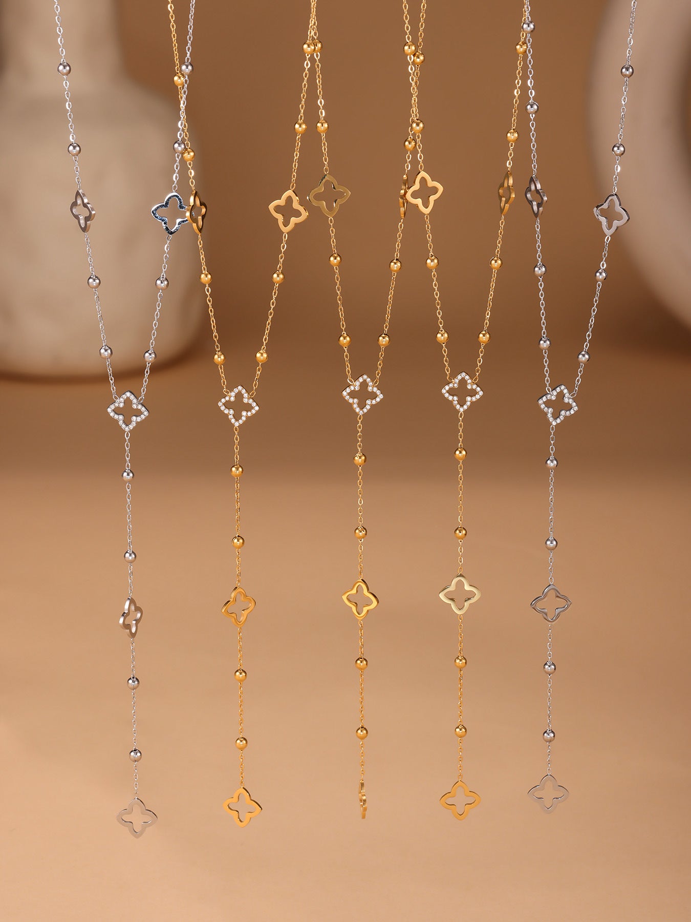 Planderful Clavicle Necklace For Women Four Leaf Flower