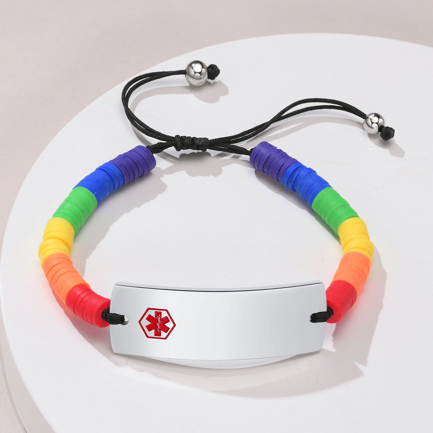 Adjustable Hand Rope Medical Logo Silicone Ring Bracelet for Men