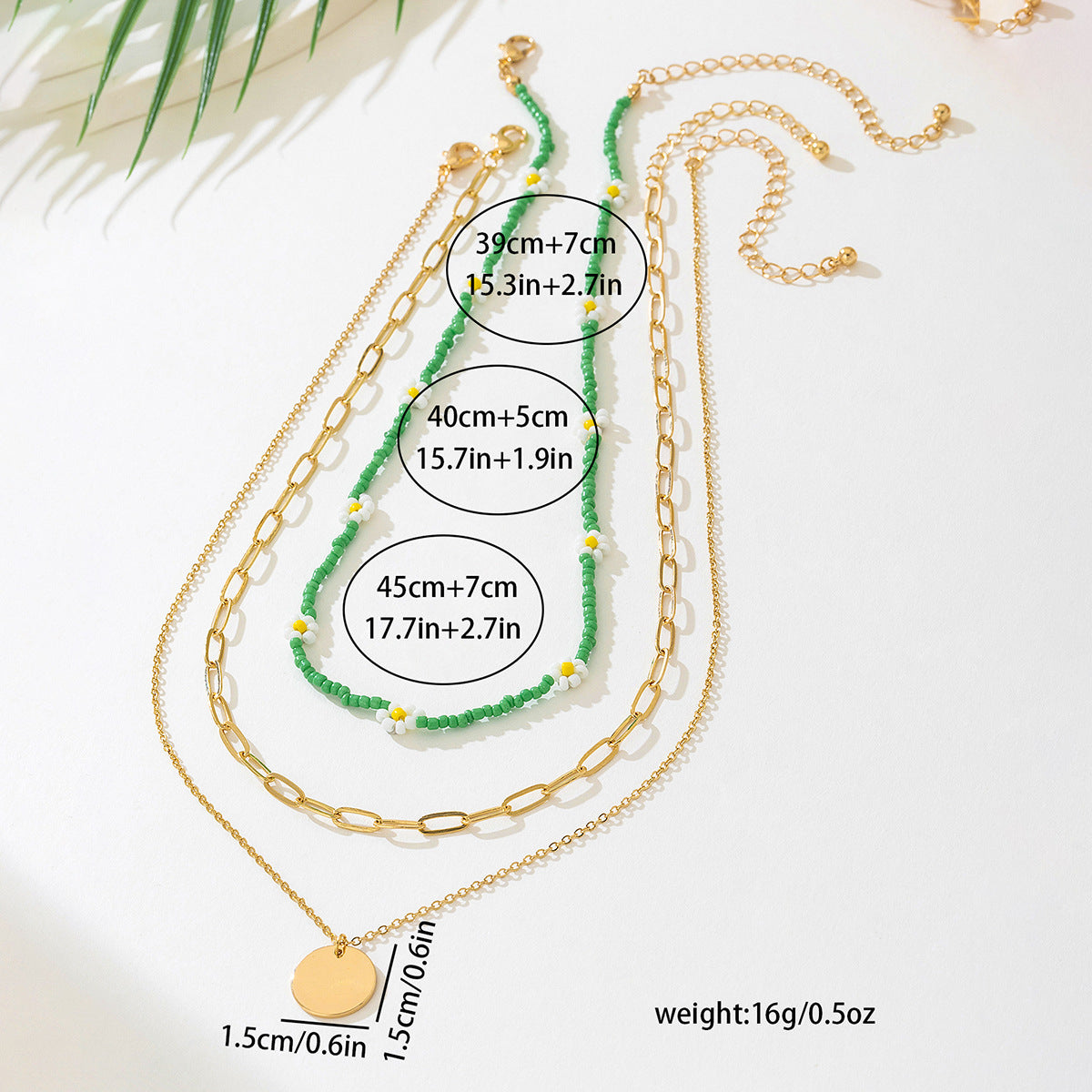 Planderful Vienna Verve Necklace – Three Layered Green Bead Flower Design