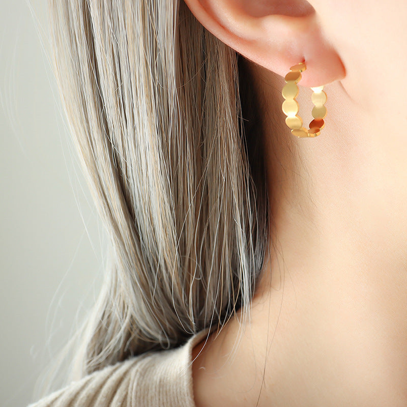 Nordic Charm Modern Cold Instagram Style Minimalist Oval Link Earring and Bracelet Set