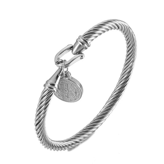 Planderful Titanium Steel Bracelet Unisex Versatile U Shaped Hook Twisted Line Design Everyday Genie