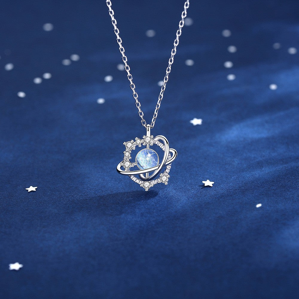 S925 Sterling Silver Moonstone Galaxy Necklace
