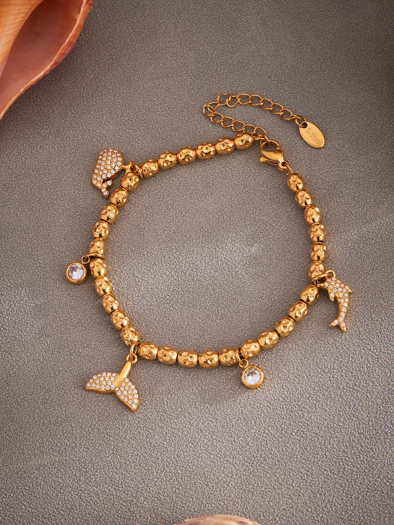 Planderful 18K Gold Plated Beaded Starfish Bracelet Beach