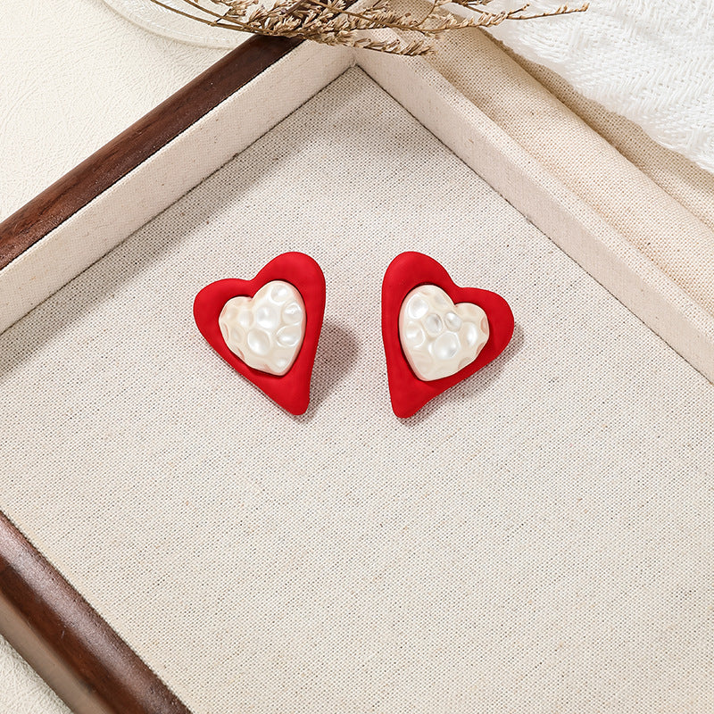 Romantic Red Love Lava Pearl Earrings - Vienna Verve Collection