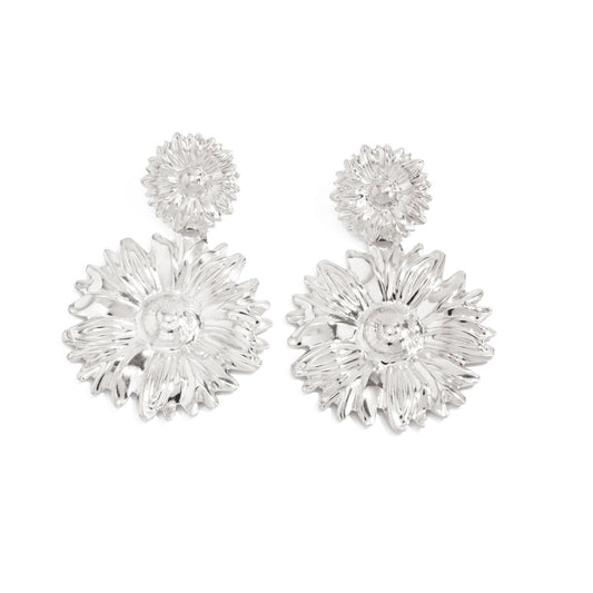 Planderful Vienna Verve Sunflower Fringe Earrings Bold Statement Pearl Leaf For Vintage Lovers