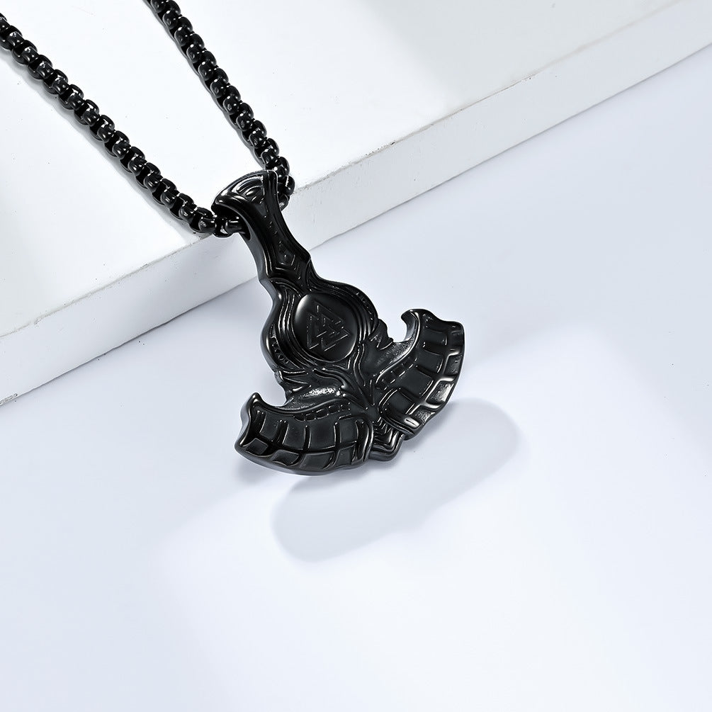 Planderful Viking Odin Tomahawk Necklace For Men Stainless Steel Pendant Durable Retro Style Everyday Genie Collection