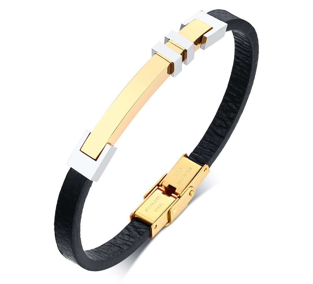 Cross-Border European and American Fashion Personalized Stainless Steel Curved Bracelet Gold for Men