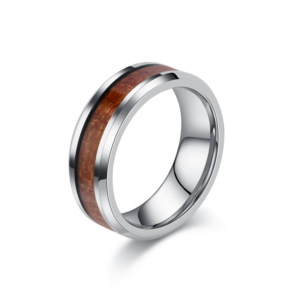 Planderful Everyday Genie Durable Tungsten Wood Grain Ring Unisex Luxury Jewelry For Men Women