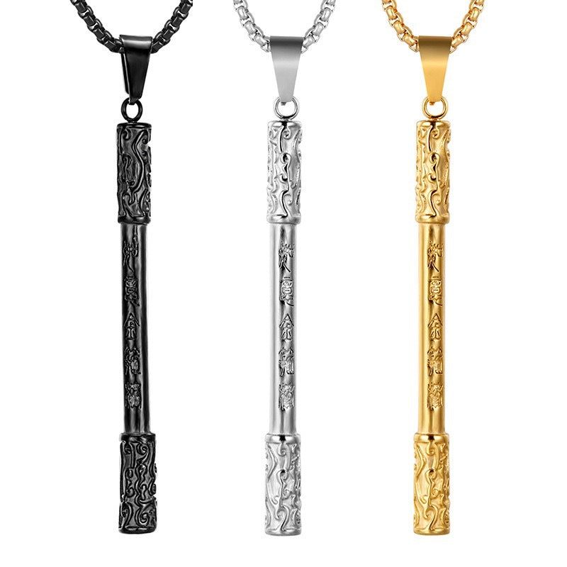 1. Planderful Wukong Ruyi Necklace For Men Chinese Style Golden Hoop Pendant Streetwear Jewelry