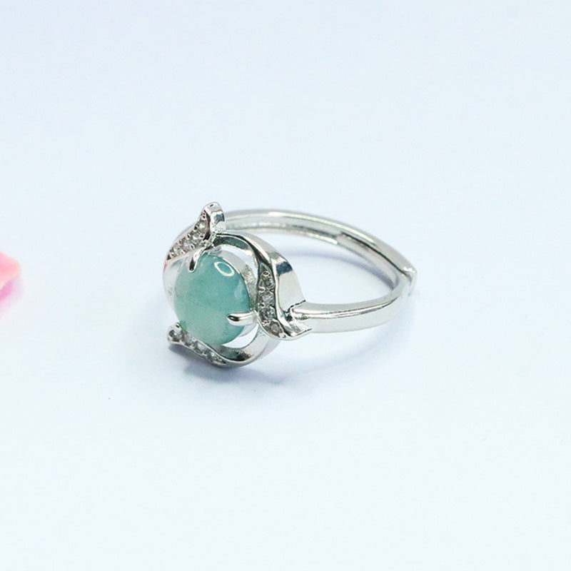 Blue Water Jadeite Vine Ring