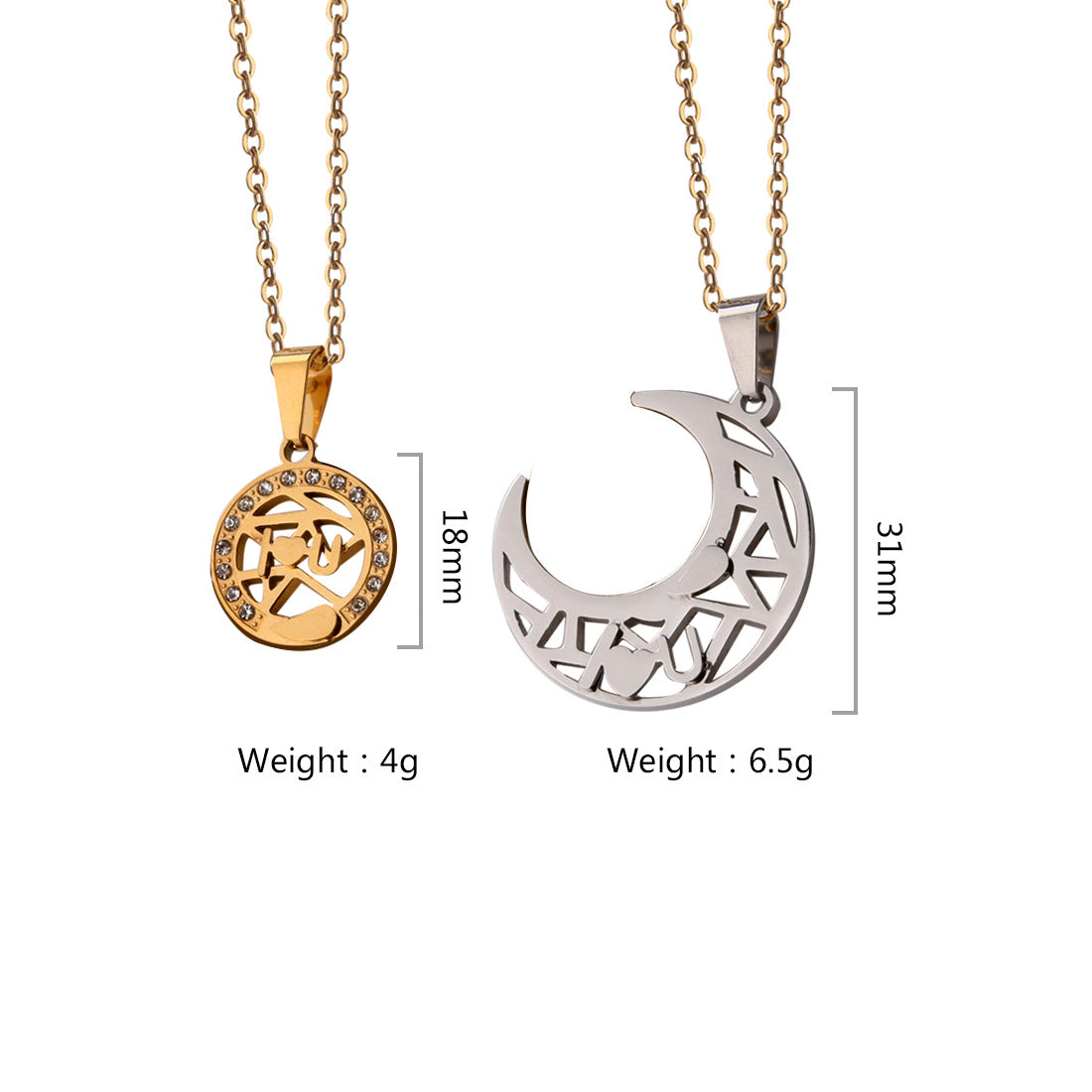 Planderful Sun And Moon Pendant Necklace Titanium Steel Jewelry For Couples Trendsetting Hip Hop Style