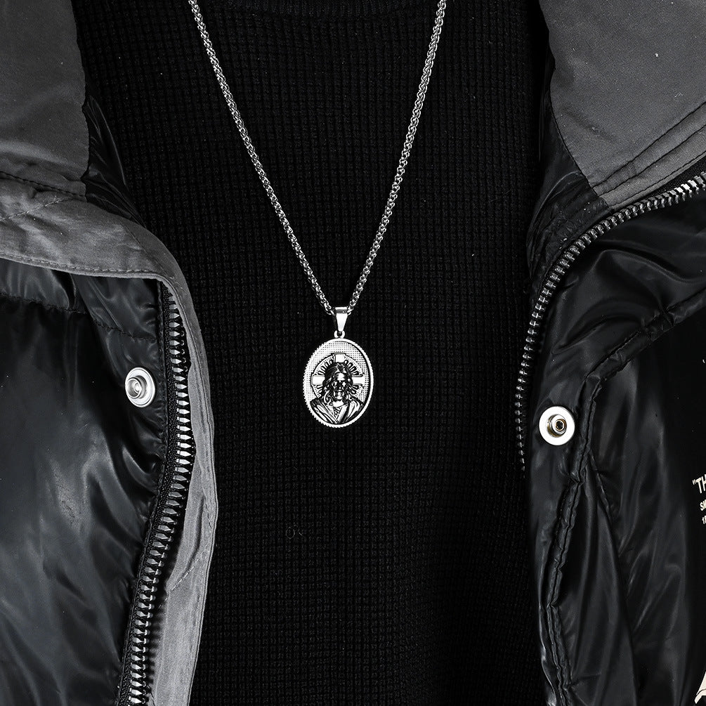 Exorcist Sacred Necklace Titanium Steel Pendant By Planderful For Gothic Jewelry Fans Everyday Genie Collection