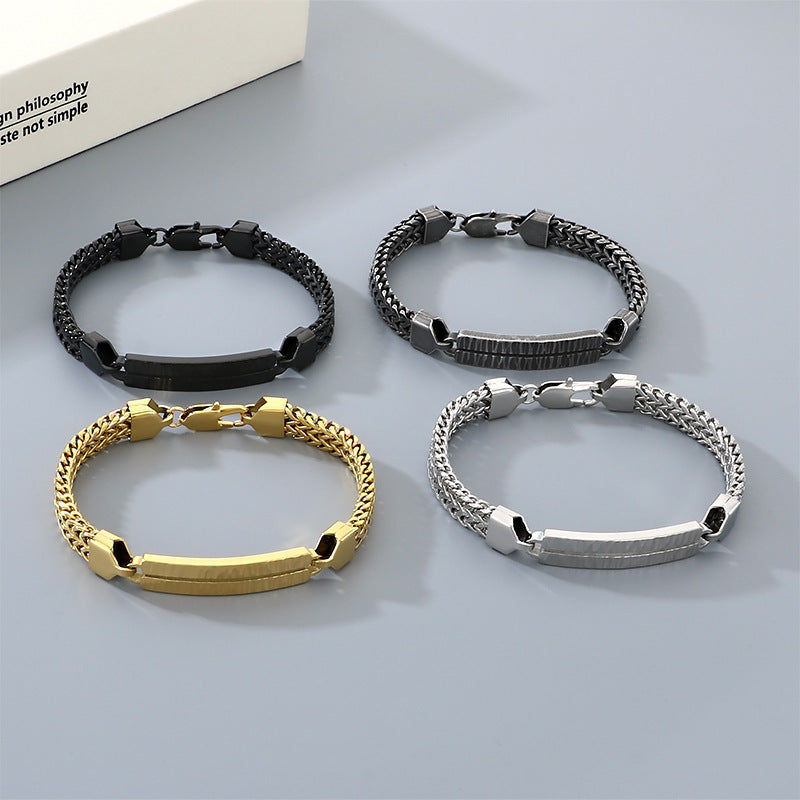 Buckle – One-Word Curved Brand Layered Keel Chain Bracelet