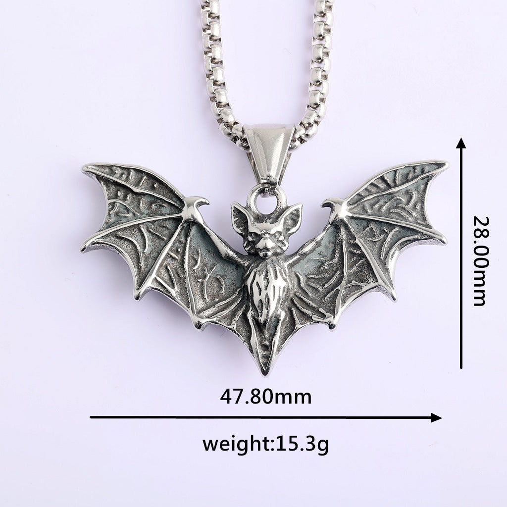Gothic Bat Stainless Steel Pendant Necklace