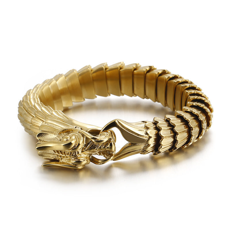 Zodiac Dragon Bracelet – Dragon Scale Pattern Men's Bracelet Stainless Steel Keel