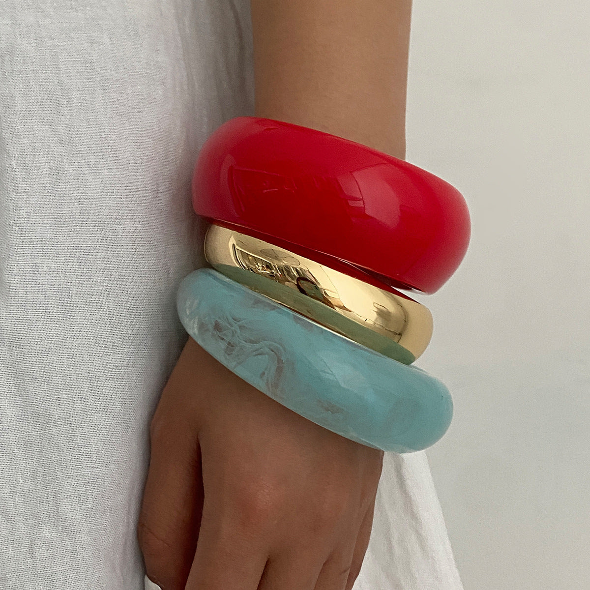 Planderful Vienna Verve Open Cuff Bracelet For Women Bold Red Blue Contrast Customizable Jewelry Statement