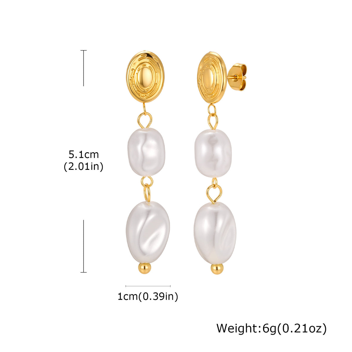 Stainless Steel Pearl Earrings