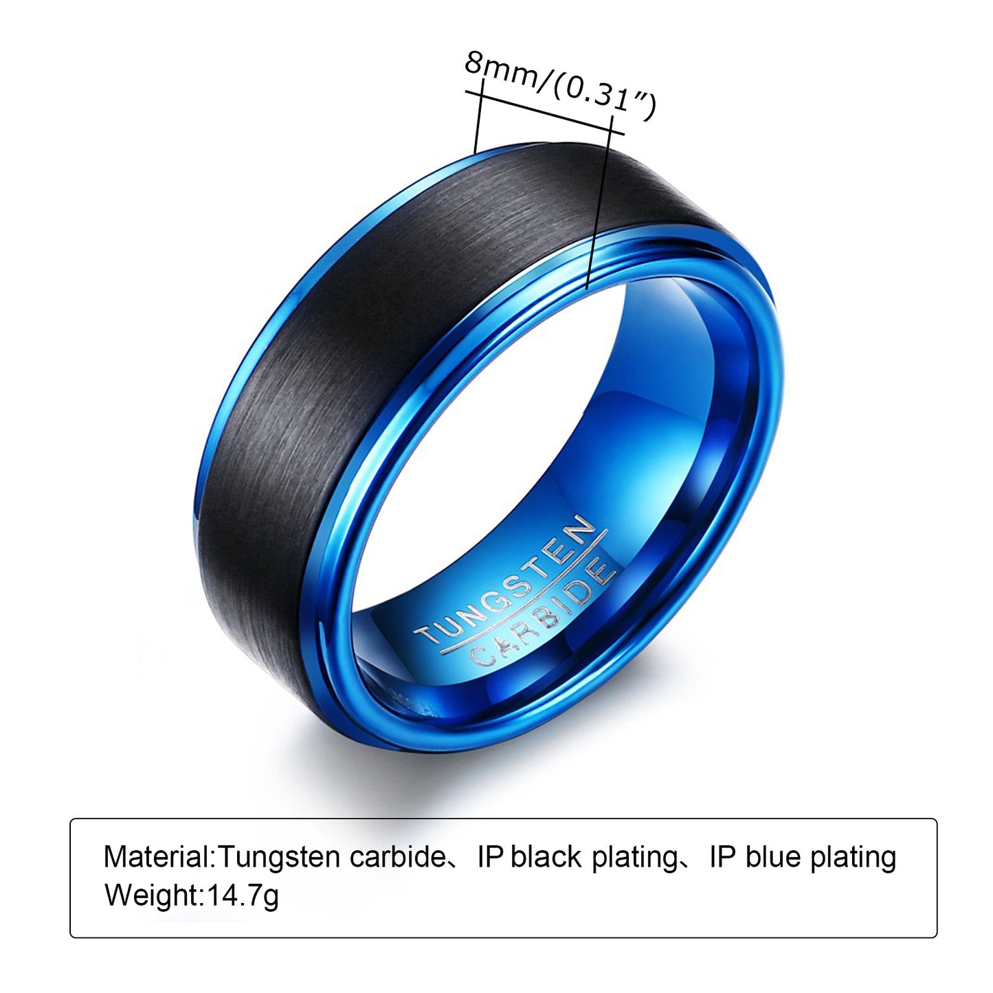Foreign Trade Jewelry Tungsten Steel Ring Men's Black Blue
