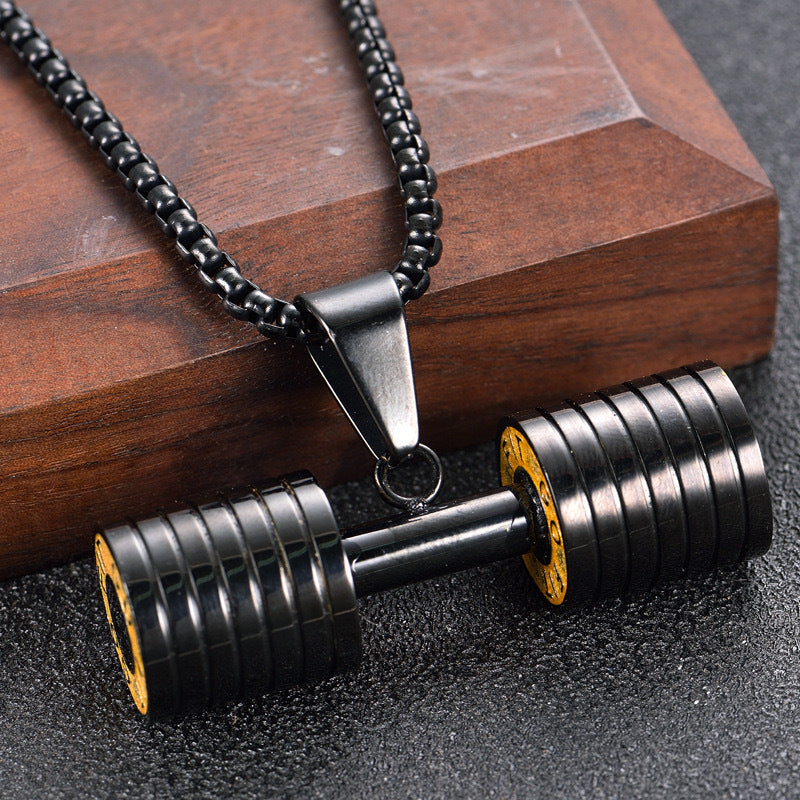 Planderful Everyday Genie Fitness Dumbbell Necklace For Men Durable Stainless Steel Pendant