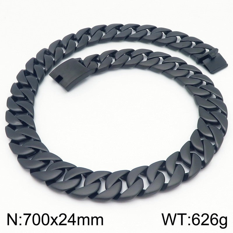 Kalen Titanium Steel 24mm Cuban Chain Trendy Man Necklace, Fashionable Stainless Steel Punk