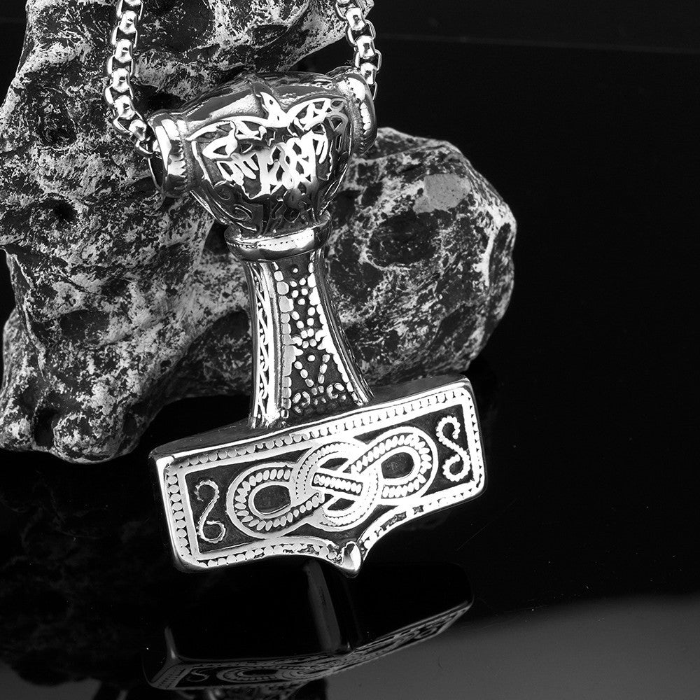 Planderful Thor Hammer Pendant Personalized Viking Necklace For Men Titanium Steel Bold Trendsetter Jewelry