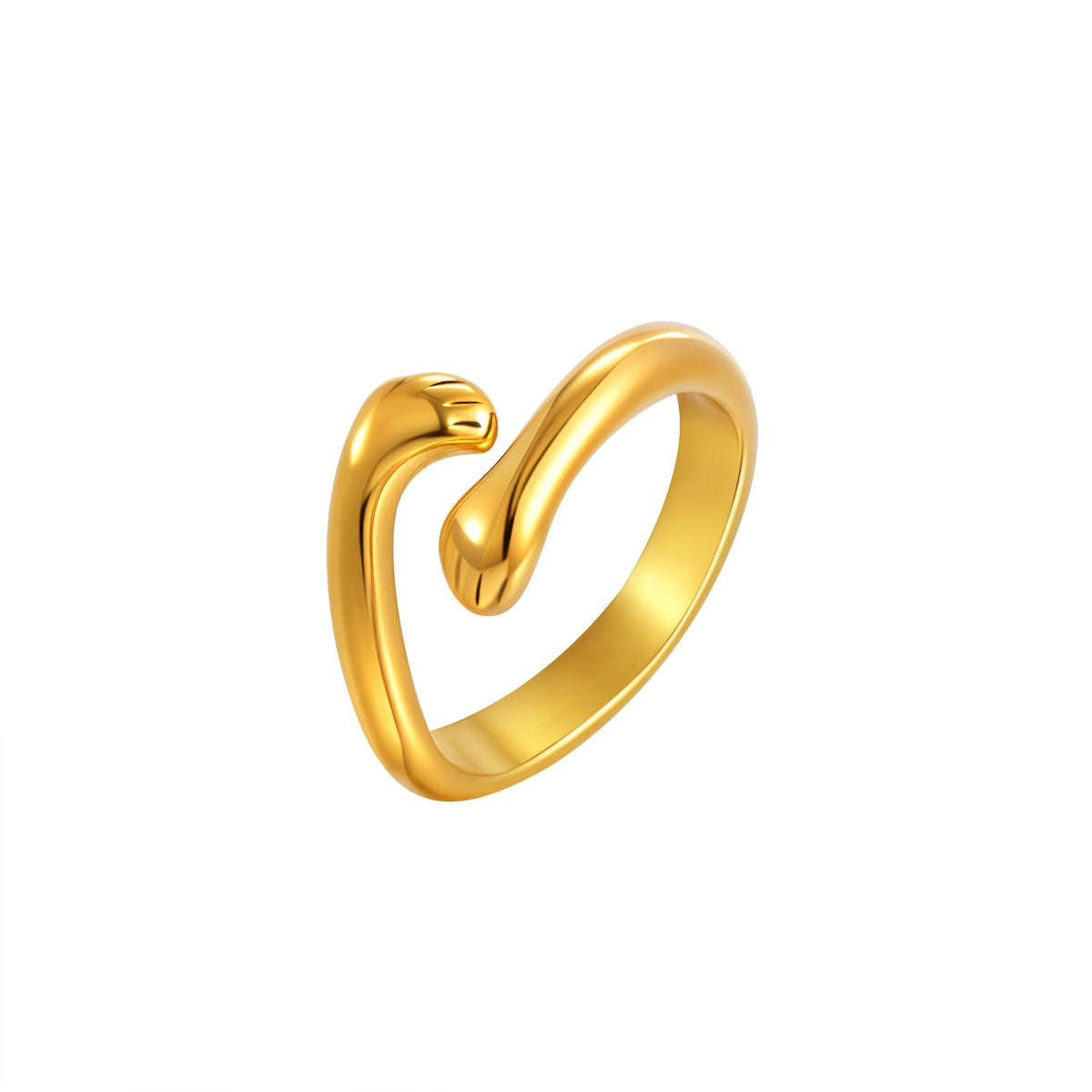 Stainless Steel Glossy Hug Opening Ring – Gold Ring Women's