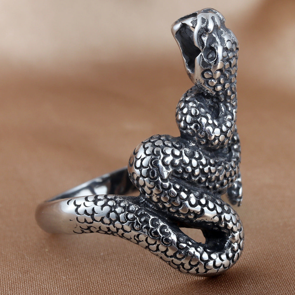 Titanium Steel Snake Ring for Men - Personalized Retro Trendy Animal Jewelry