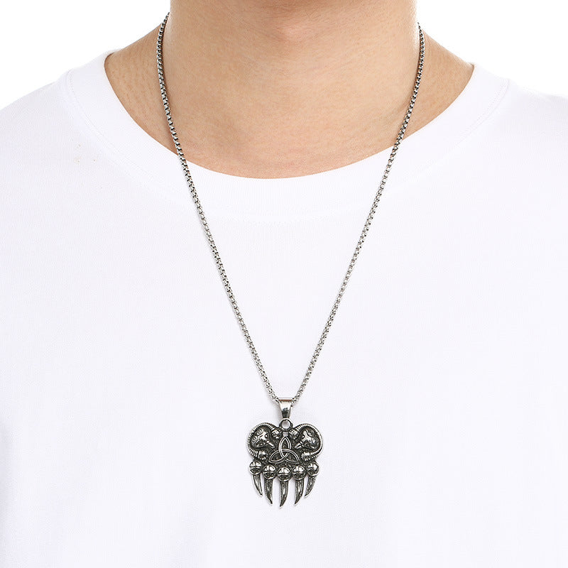 Planderful Mens Pendant Titanium Steel Turquoise Pentagram