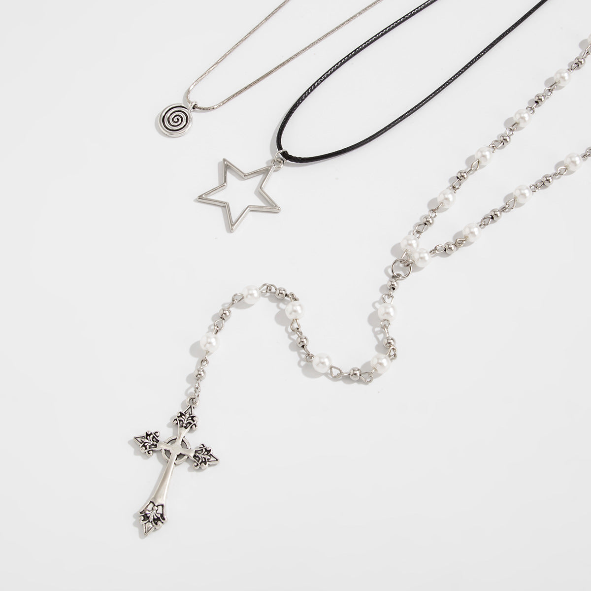 Pearl-Style Star Long Fringe Necklace Set