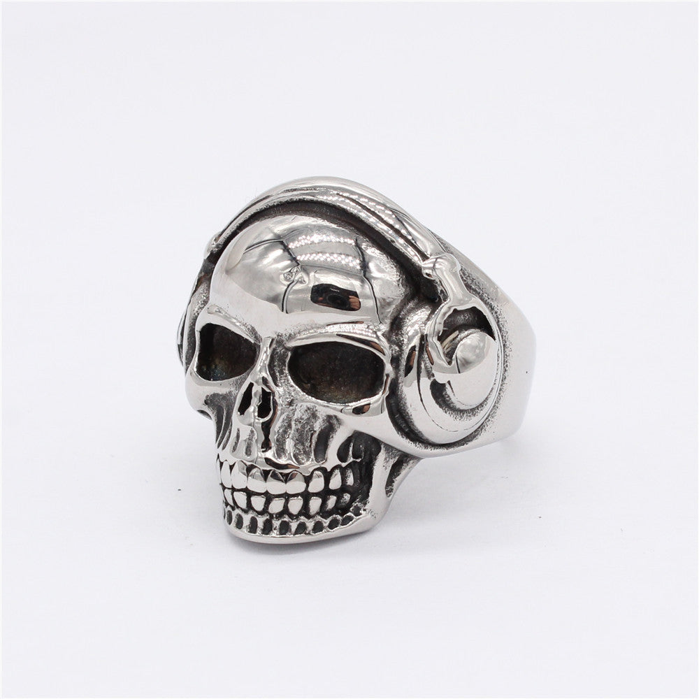 Titanium Steel Headphone Skull Ring