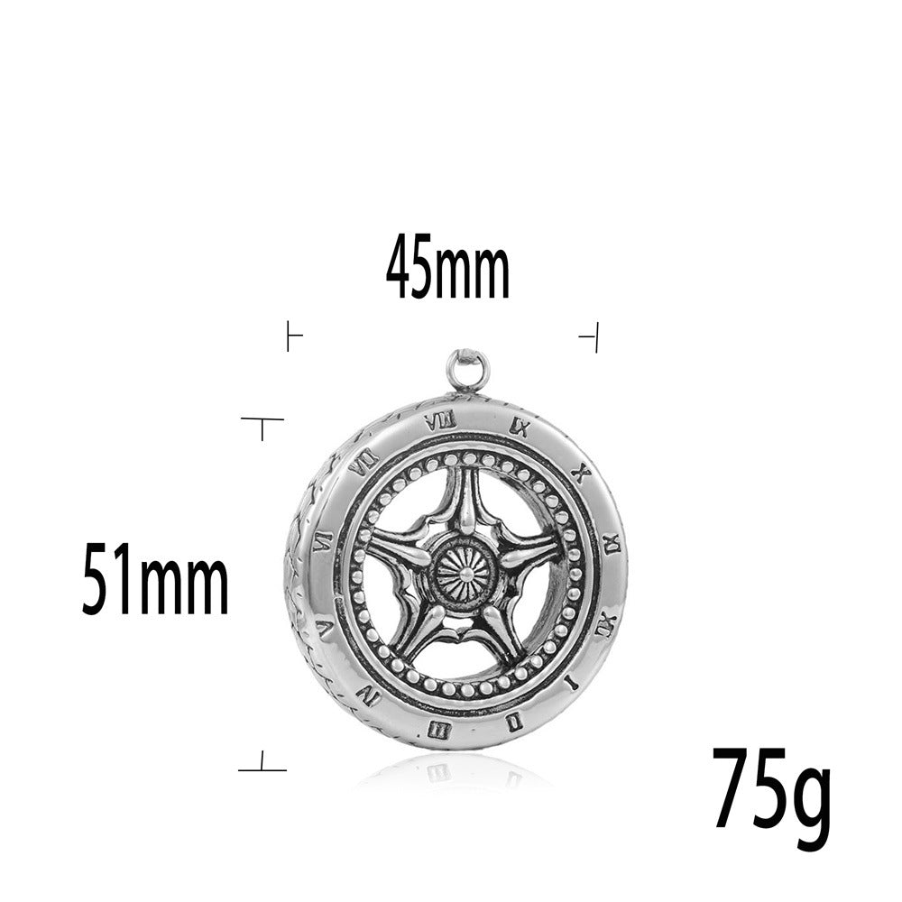 European And American Stainless Steel Tire Pendant Necklace