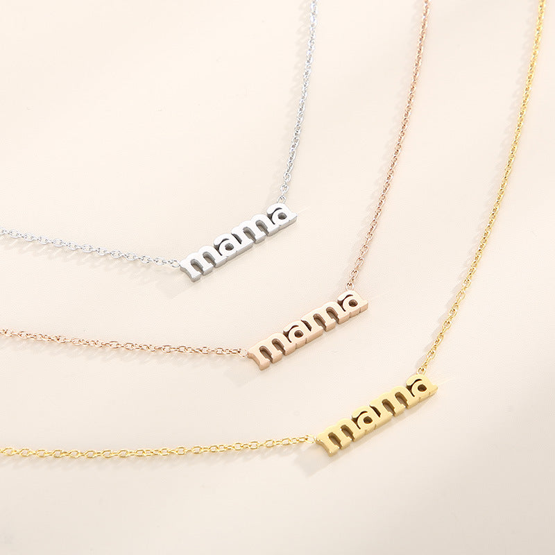 Source Factory 18k Gold Electroplated Stainless Steel Mama Letter Pendant Necklace Mother'S Day