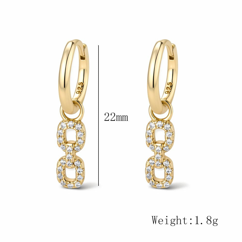 925 Sterling Silver Geometric Zircon Short Earrings, Small And Exquisite Earrings, And High-End Ear
