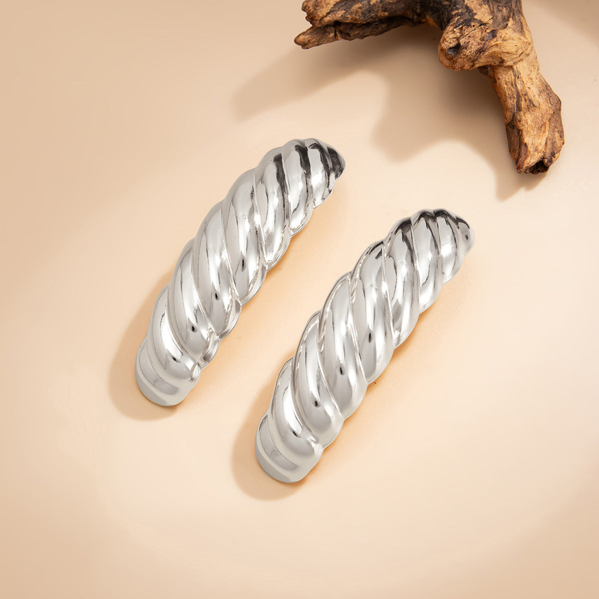 Planderful Vienna Verve Geometric Statement Earrings for Women Irregular Pleated Metal Jewelry