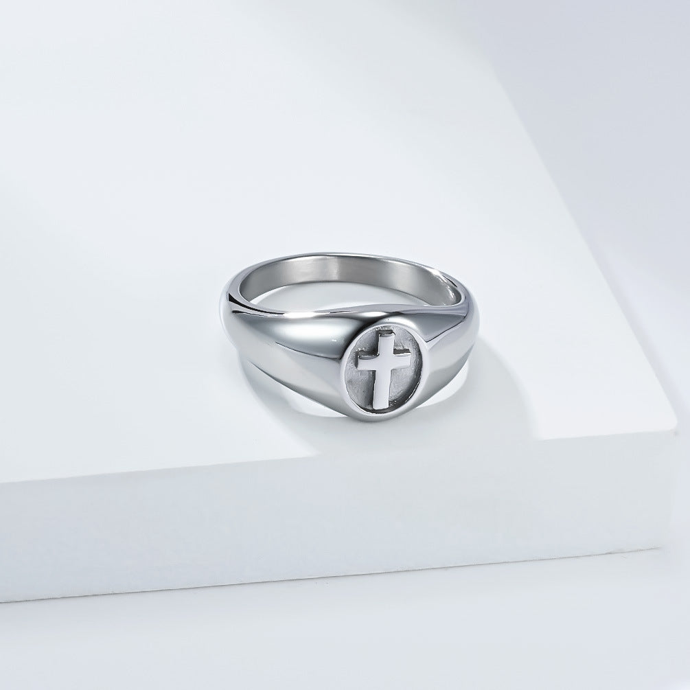 Stainless Steel Cross Ring