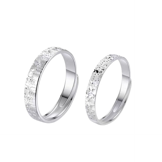 Planderful Sterling Silver Crushed Ice Couple Ring Unisex Adjustable Band For Lovers Festival Gift