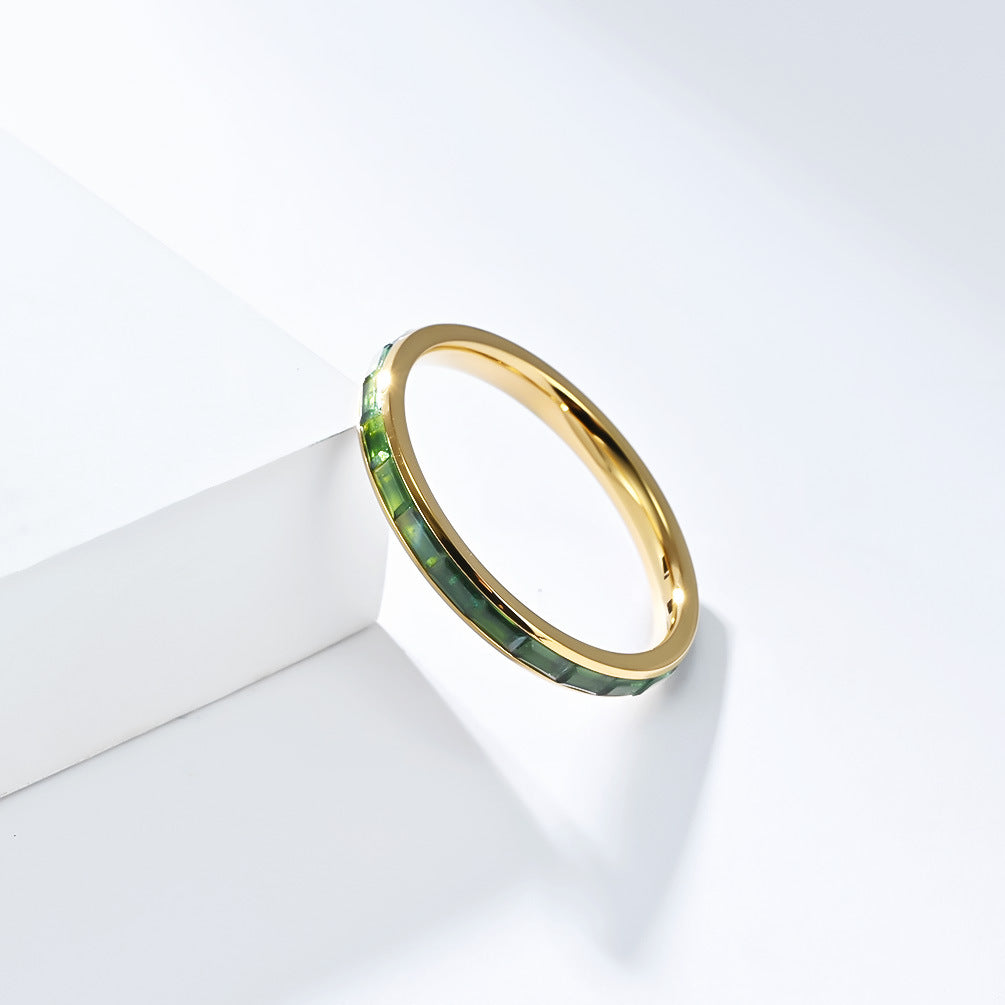 Planderful 2mm Titanium Zircon Ring For Women Everyday Genie Luxury Minimalist Hipster Jewelry