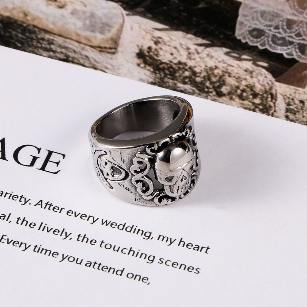 European American Titanium Steel Skeleton Ghost Horse Ring