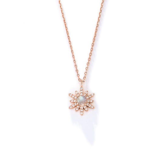 Wind Burst 925 Sterling Silver Natural Opal Pendant Necklace