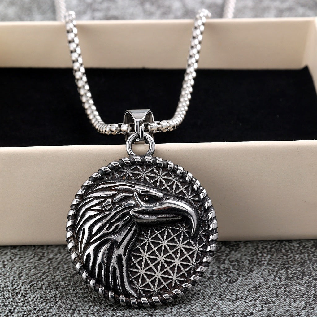 Vintage Eagle Stainless Steel Men's Pendant Necklace