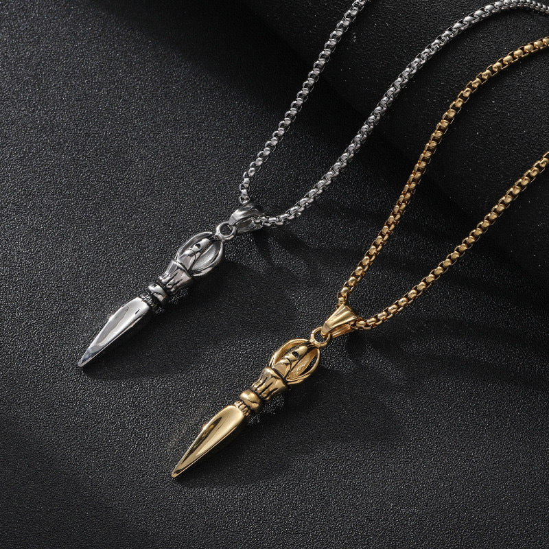 Planderful Vajra Pendant Necklace For Men In Titanium Steel Durable Retro European American Style