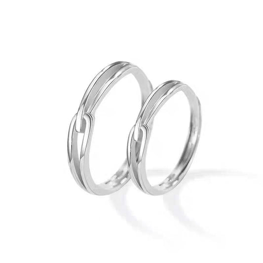 Planderful 925 Sterling Silver Japanese Style Couple Ring Adjustable Open Band High End Versatile Gift For Her
