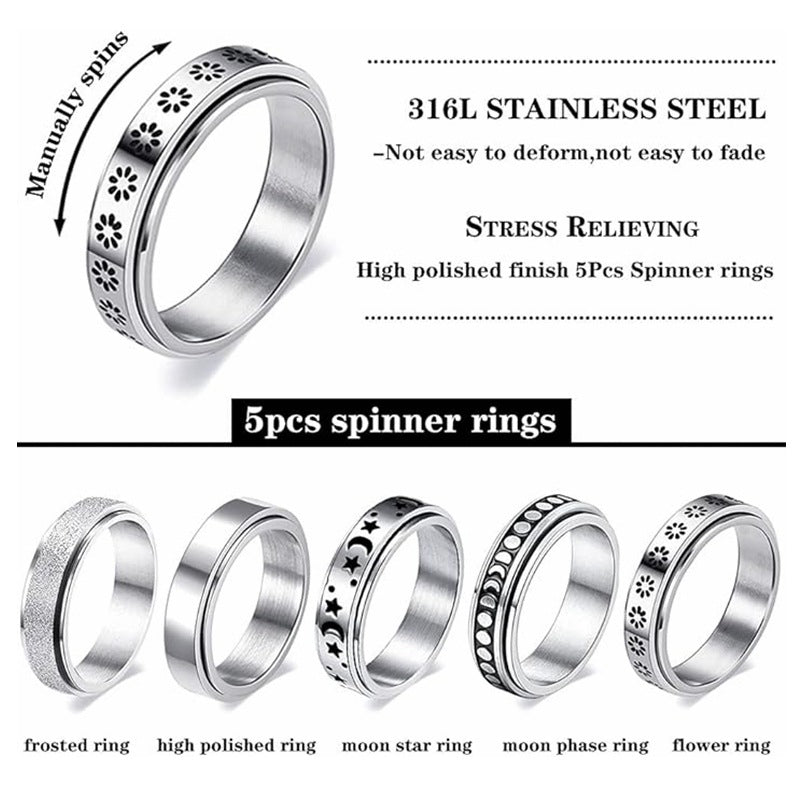 Rotatable Double Rotating Titanium Steel Decompression Ring For Women And Men By Planderful Everyday Genie