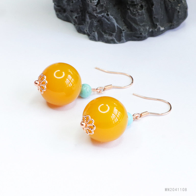 Yellow Chalcedony 925 Silver Hook Earrings