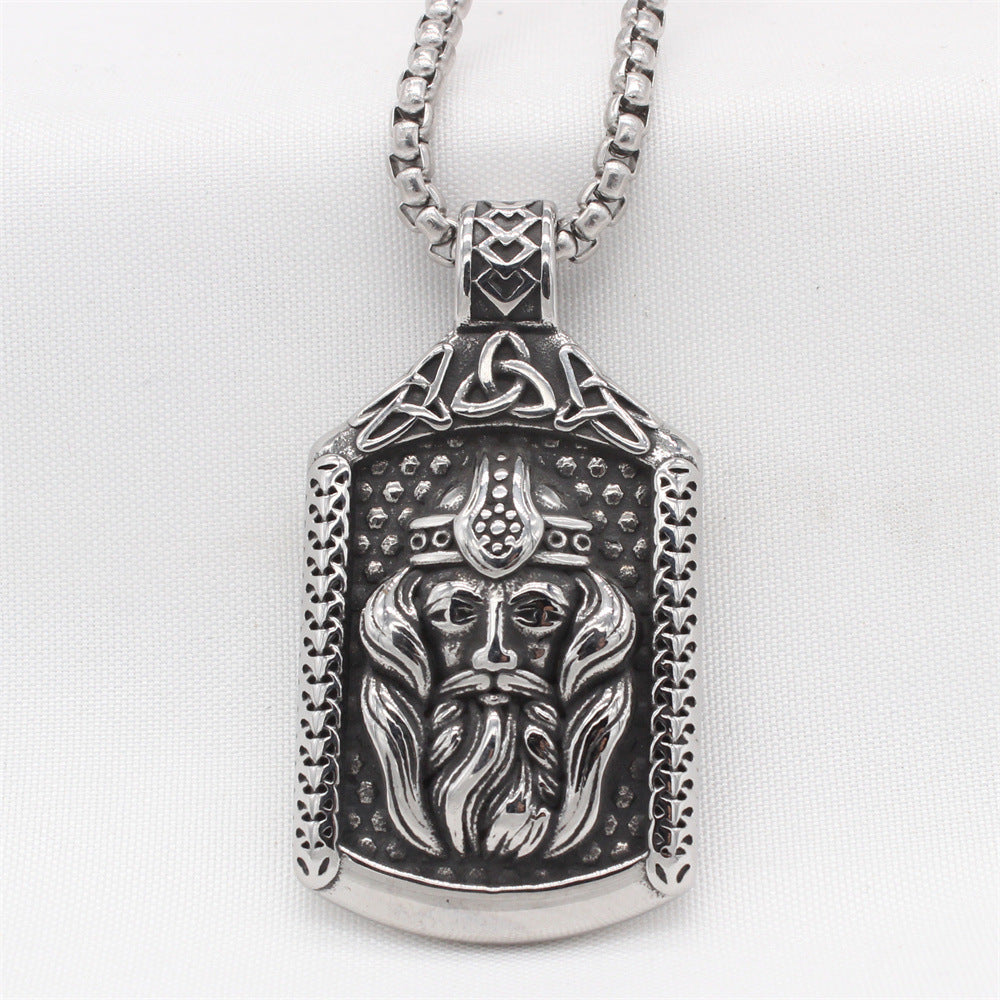 Planderful Norse Legacy – European and American Retro Nordic Viking Men's Titanium Steel Pendant Necklace