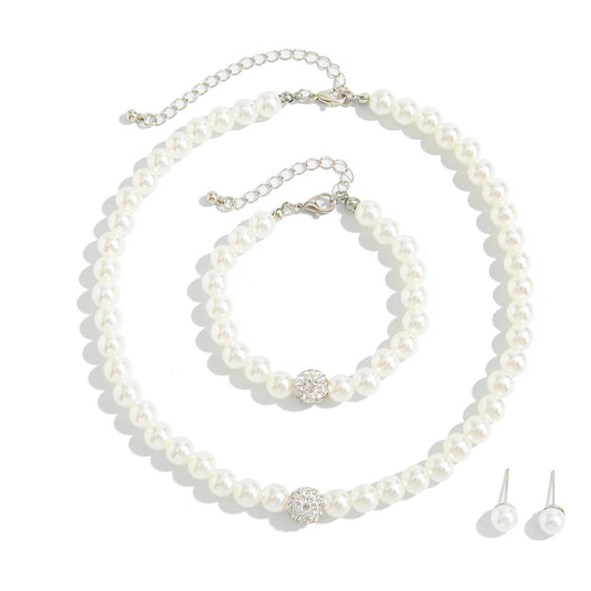 Pearl-Style Necklace, Bracelet & Earrings Set